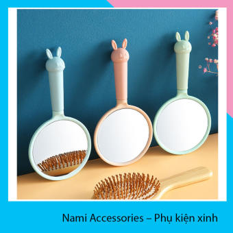 Gương trang điểm cầm tay tròn tay cầm hoạt hình 23*11cm
