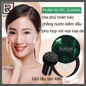 RIZANO - Phấn Nước Sunisa Kem Nền Sử Dụng Như Kem Che Khuyết Điểm Da Căng Mịn Trắng Sáng Kiềm Dầu Che Phủ Sẹo Lông Vết Thâm Chống Nước Cực Cao Không Dính Cho Cảm Giác Da Mượt Mịn Mềm Tặng Kèm Cọ Tán