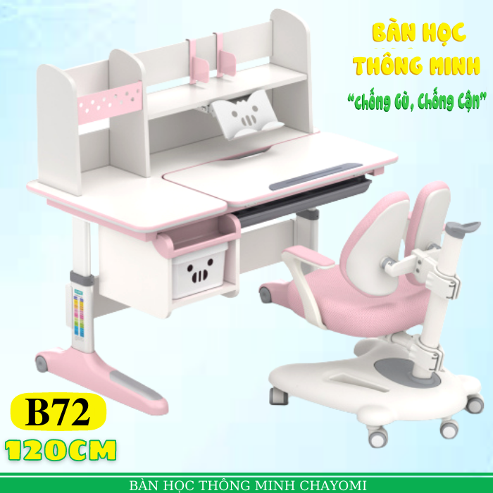Bộ bàn học thông minh chống gù chống cận Chayomi B72 ( Dài 120cm, rộng 70cm, cao 77cm )