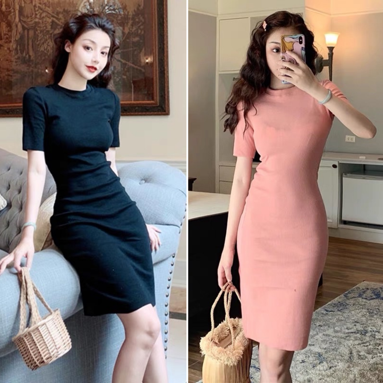 Đầm body trơn dễ thương chất thun nhiều màu sắc