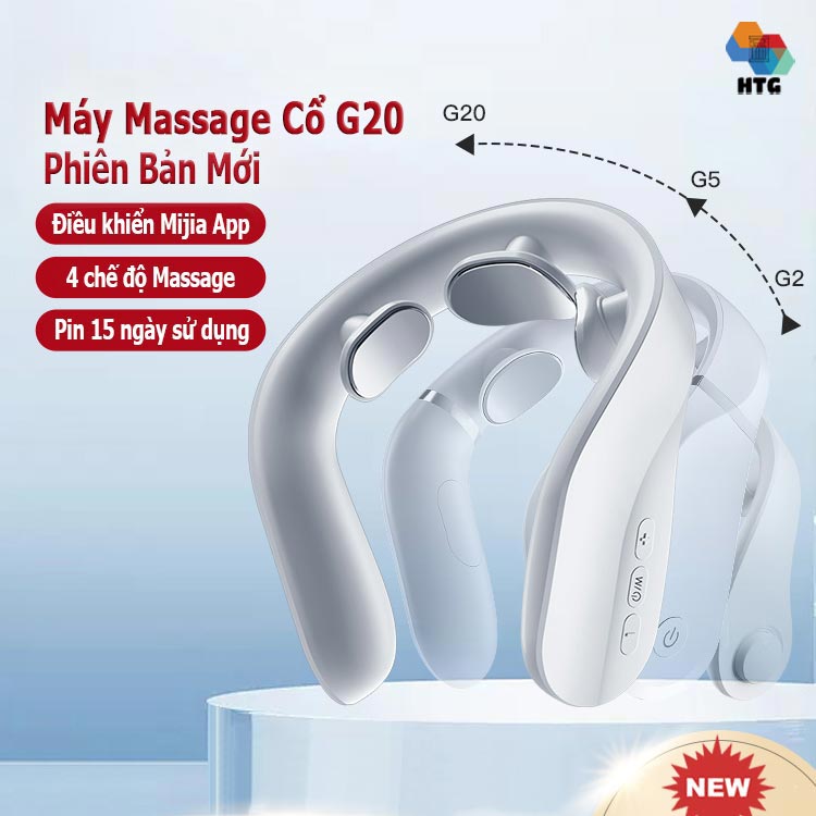Máy massage cổ Xiaomi Jeeback G20 massage 3 mức nhiệt, kết nối App Mihome cùng remote điều khiển, sử dụng 4 chế độ với 15 cường độ mạnh mẽ, hỗ trợ OTA nâng cấp, hàng chính hãng