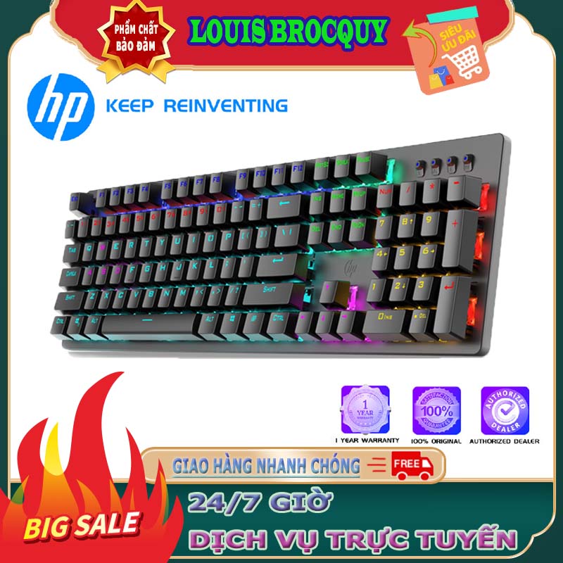 Bàn Phím Cơ Chính Hãng HP GK100F 104 Phím Chống Xung Đột Bàn Phím Chơi Game Có Đèn Nền Kết Hợp Có Dây Bàn Phím Điều Chỉnh Đèn LED Thích Hợp Cho Máy Tính Văn Phòng Home