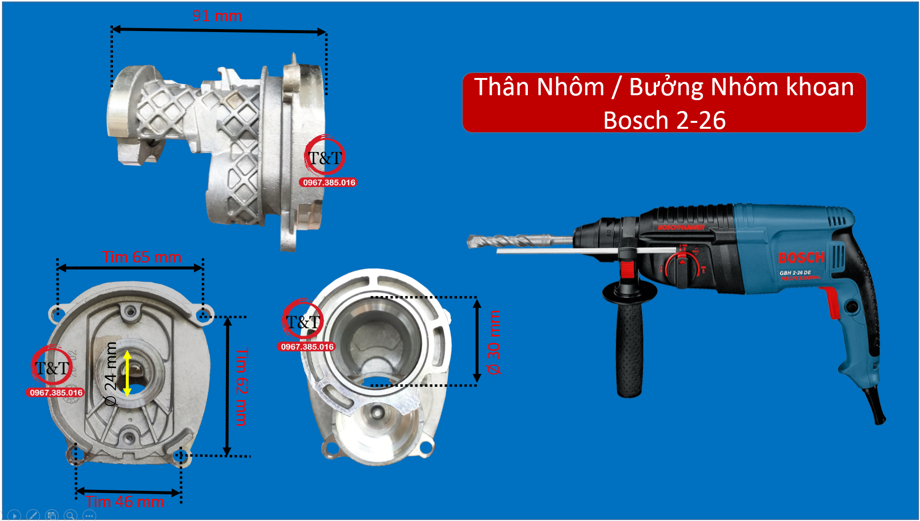Bưởng nhôm khoan bosc.h ụ nhôm khoan bot, bưởng nhôm máy khoan bê tông 2-26 - 2-28 đầu nhôm 2-26 2-28