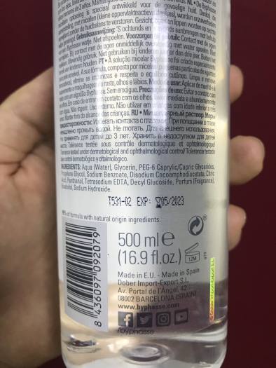 Nước Tẩy Trang Không Cồn BYPHASSE Tây Ban Nha 500ml