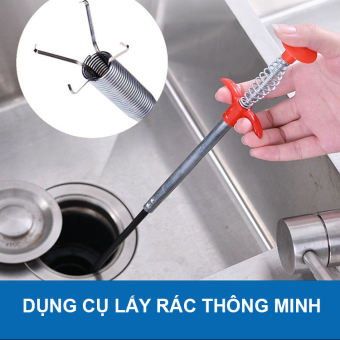 Dụng cụ gắp rác thông minh - thông tắc cống bồn rửa - dây gắp rác 90cm