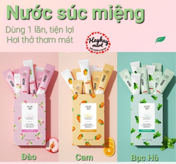 Nước súc miệng bỏ túi đi du lịch, đi làm