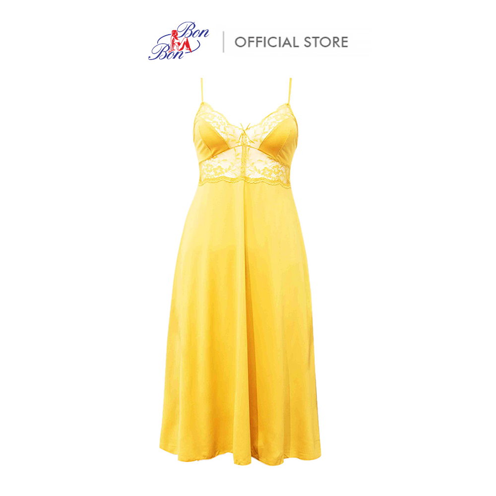 Đầm ngủ không cúp, viền ren bon bon - il9436