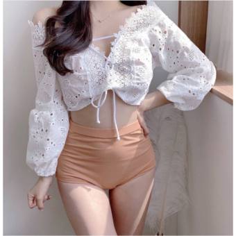 Bikini đồ bơi kèm áo ren ngoài phong cách tiểu thư