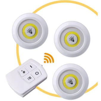 Bộ 3 Đèn LED Dán Tường Mini Thông Minh MURO Longer Light Có Chức Năng Hẹn Giờ Và Remote Điều Khiển Từ Xa Trang Trí Tủ Bếp, Bàn Học, Tủ Quần Áo, Cầu Thang.