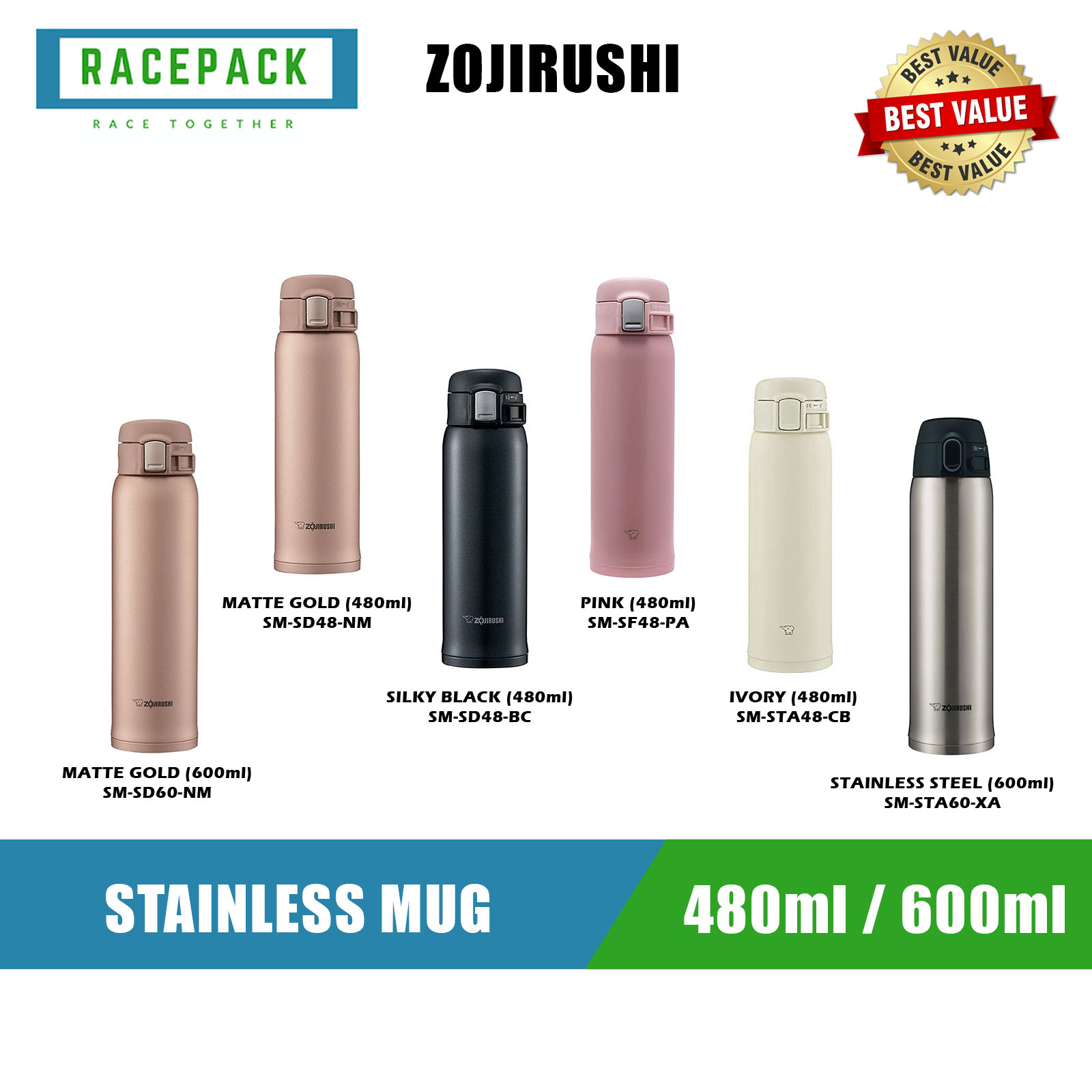 Zojirushi SM-SD60NM Stainless Steel Mug 20-Ounce Matte Gold SM-SD60-NM