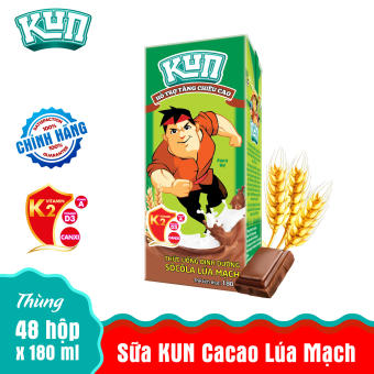 Sữa KUN Sôcôla Lúa Mạch Thùng 48 Hộp x 180ml