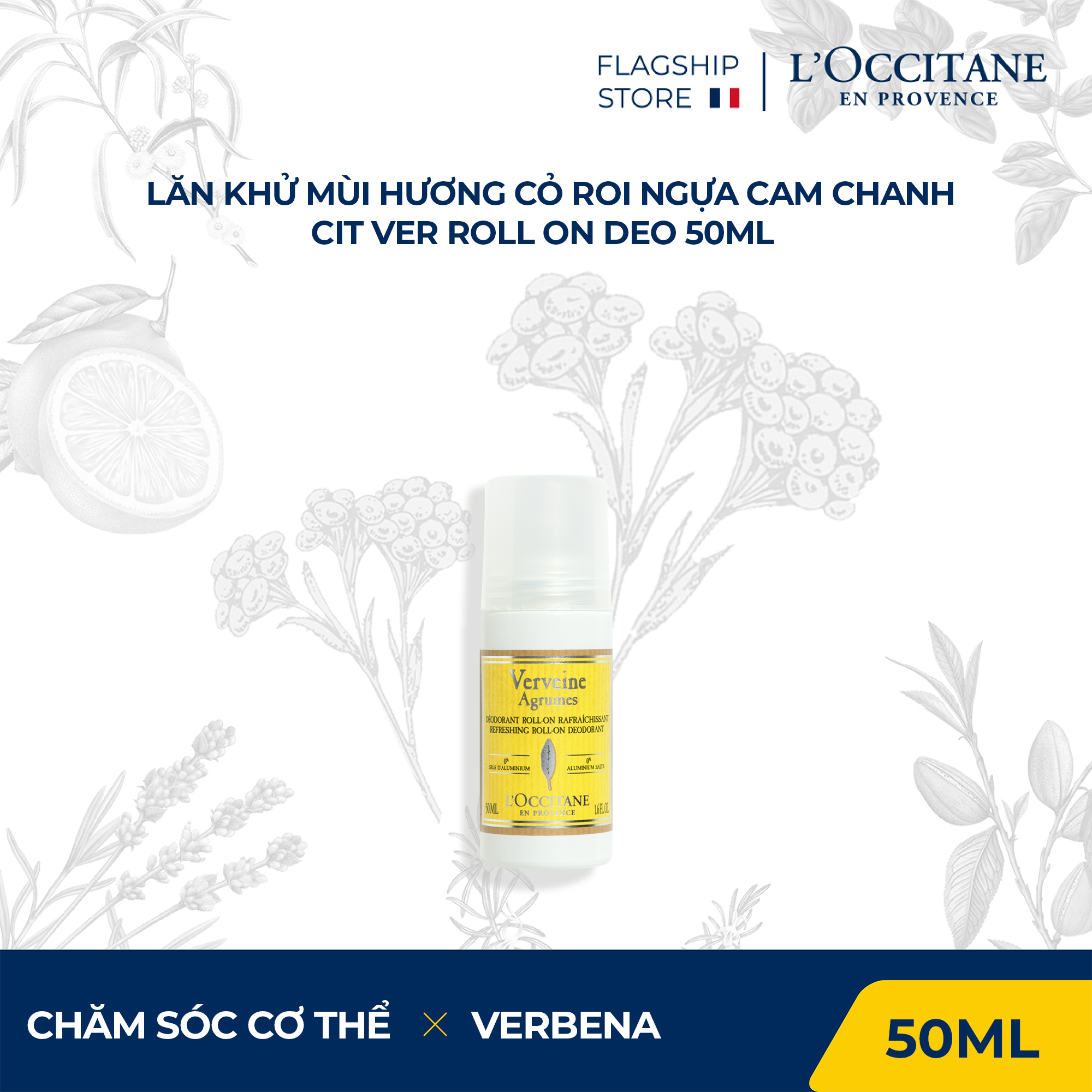 Lăn Khử Mùi Hương Cỏ Roi Ngựa Cam Chanh L'Occitane Citrus Verbena Stick Deodorant 50ml