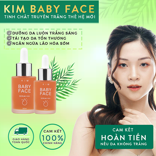 💖tặng 4 nạ ngủ xịn💖 tinh chất truyền trắng chuẩn kim baby face ha+ - dưỡng trắng chuẩn hàn quốc 30ml