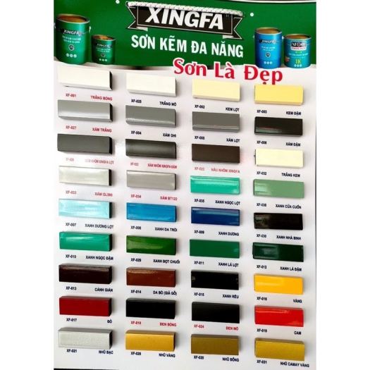 Sơn sắt mạ kẽm 1 thành phần xingfa (0.8kg) bảng màu 2