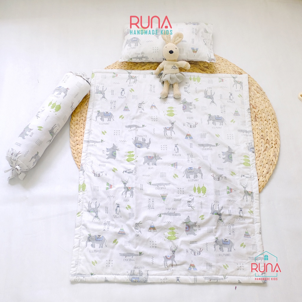 Combo chăn gối đi học cho bé Tiểu học Runa Kids chất liệu cotton Hàn 100% cao cấp thoáng mát an toàn cho làn da của bé
