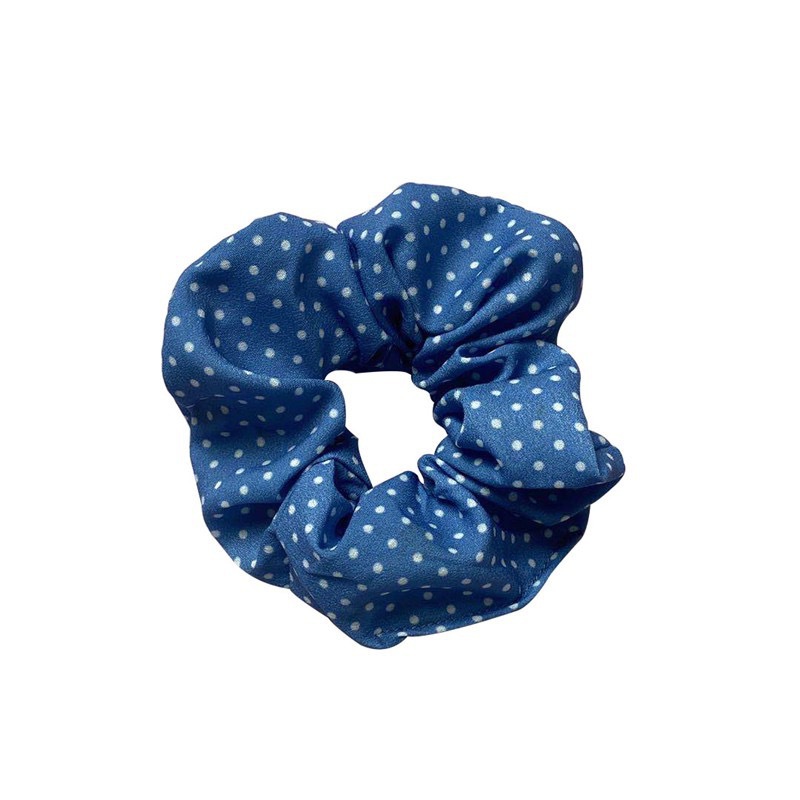 Dây buộc tóc scrunchie, dây buộc tóc voan màu xanh nhiều họa tiết xinh xắn