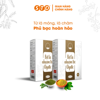 Bột Lá Nhuộm Tóc Ogatic Màu Nâu 50G, Phủ Bạc Hiệu Quả, Từ Lá Móng, Lá Chàm, Hương Thơm Thảo Mộc