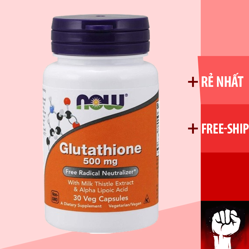 TRẮNG DA NỘI SINH | Now Glutathione with Milk Thistle Extract & Alpha Lipoic Acid | Chống Lão Hóa [500MG] [30 - 60 - 120 Viên]