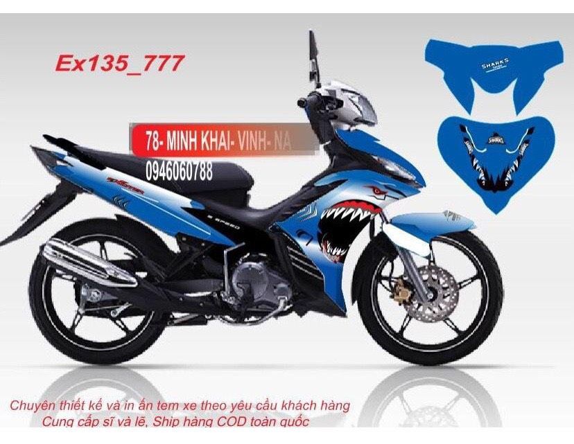 tem trùm xe máy exciter 135 xanh đen - tem xe máy exciter 135 thiết kế theo yêu cầu - chế độ tem xe máy exciter 135 đẹp rẻ chất