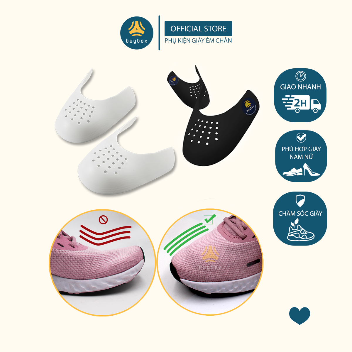 Lót độn mũi giày chống nứt da, chống gãy mũi, chống xẹp mũi và giữ dáng mũi giày căng phồng - buybox - BBPK58