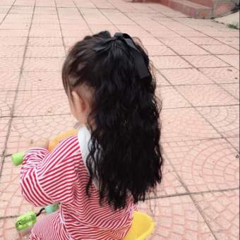 Tóc giả cho em bé, tóc cột xù mì ngắn 40cm