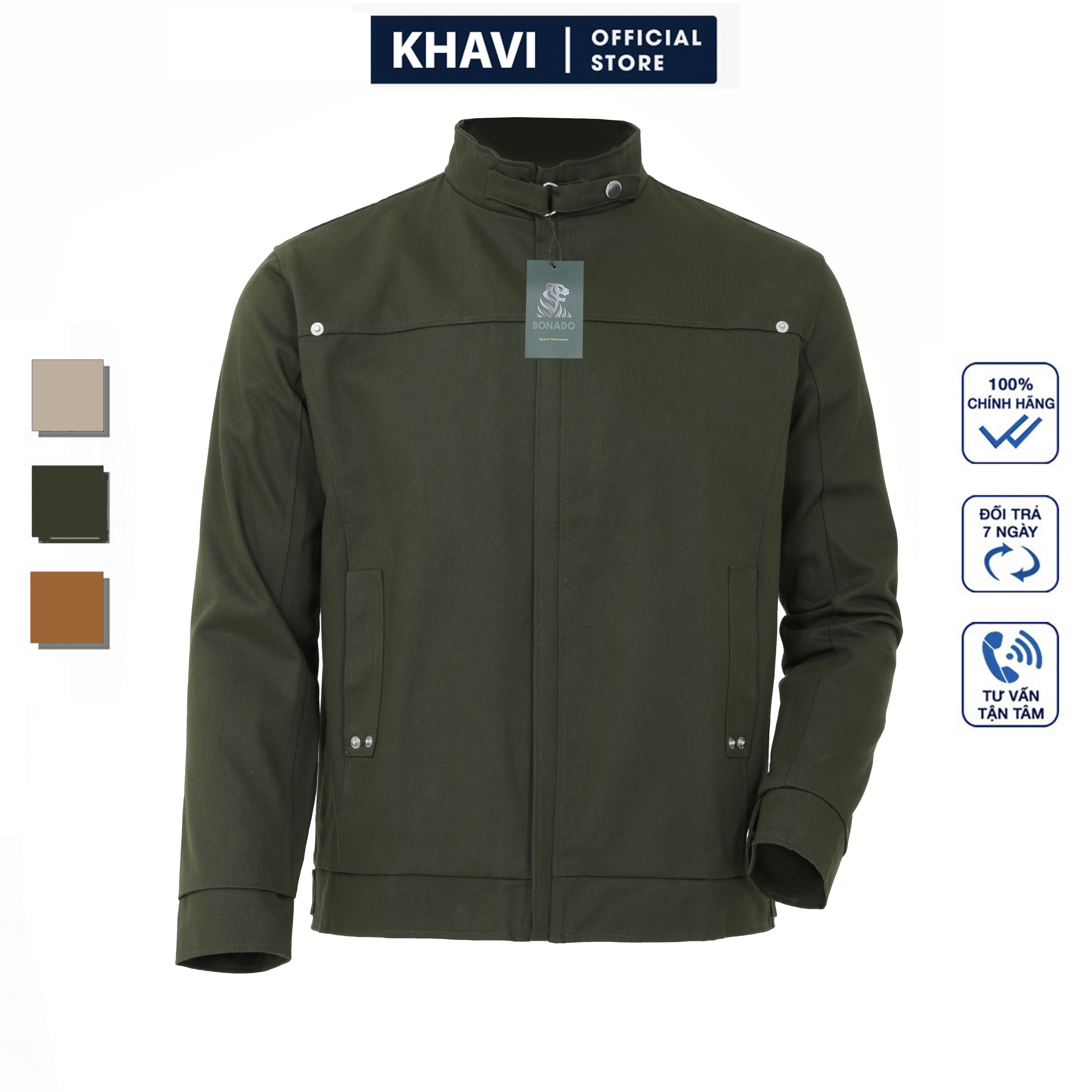 [FREESHIP MAX] Áo khoác kaki nam chống UV cao cấp Khavi AKK59 - Xanh rêu