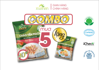 COMBO 5 GÓI CHÁO YẾN MẠCH THỊT HEO BẰM TẶNG 1 GÓI CHÁO YẾN MẠCH THỊT GÀ