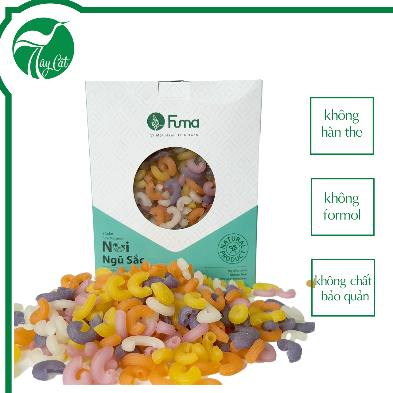 Nui rau củ cao cấp Sa Đéc – Hộp 500gr - màu ngũ sắc từ 100% rau quả tự nhiên