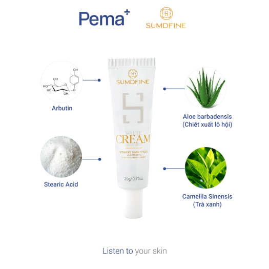Kem Làm Giảm Vết Thâm Nám - Trắng Da Sumdfine White Cream Dark Spot 20g - Loại Bỏ Da Xỉn Màu, Thâm Nám