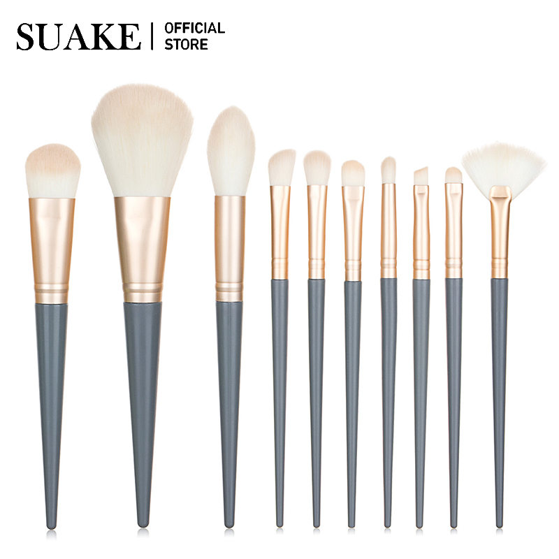SUAKE 10 Pcs Heart of the Ice Brushes Ice Blue Handle Soft Brush Professional Gift Set Make up Cosmetics Tools Applicable for Eyeshadow Foundation Concealer Eyebrow Lip