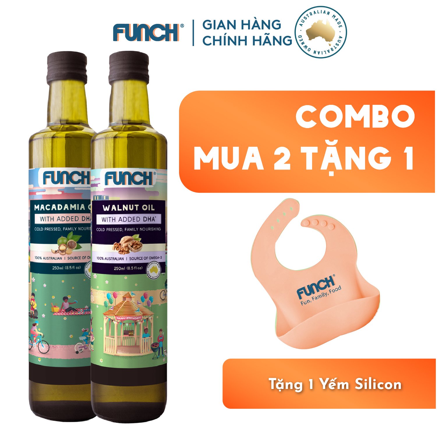 Mua 2 chai dầu hạt óc chó và macca úc funch 250ml