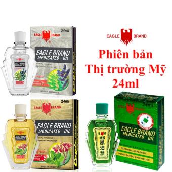 Nhập Khẩu Mỹ - Dầu Gió Eagle Brand Medicated Oil (Con Ó) 24ml 2 nắp Xanh, Vàng, Trắng,khuynh diệp xanh,khuynh diệp chống muỗi