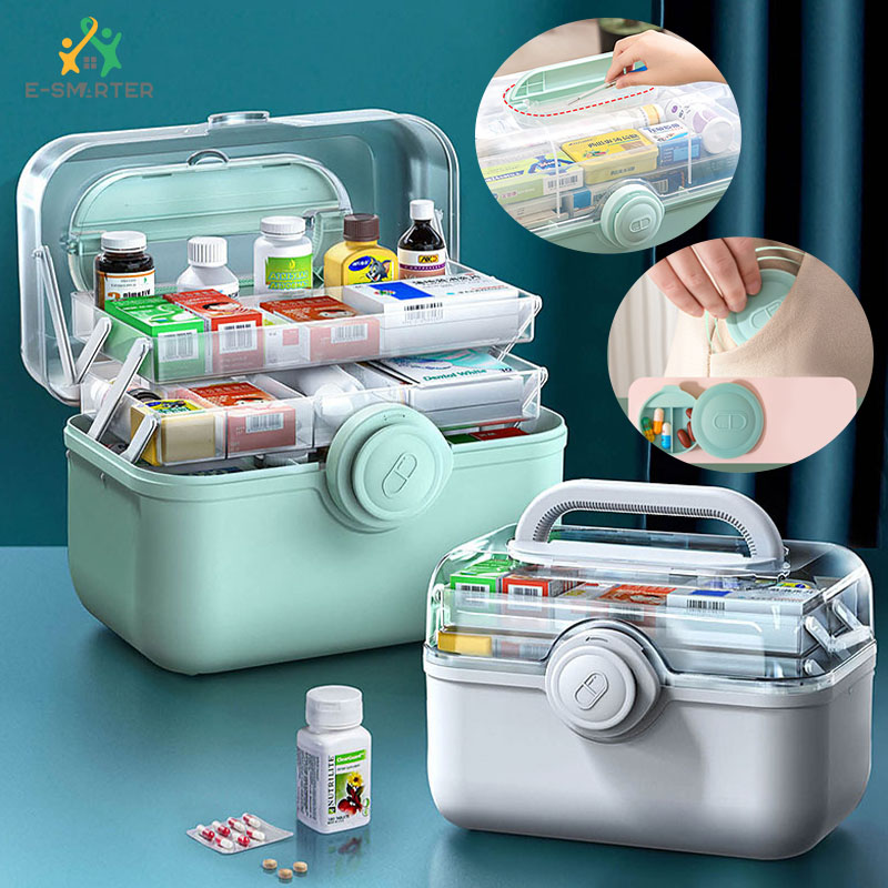 INSOUND Hộp Đựng Thuốc Theo Toa Có Khóa Hộp Đựng Bằng Nhựa Chống Nước Cho Trẻ Em Hộp Đựng Thuốc Hộp Đựng Bộ Dụng Cụ Sơ Cứu hộp đựng thuốc gia đình hộp thuốc gia đình hộp đựng thuốc y tê hộp thuốc y te gia đình