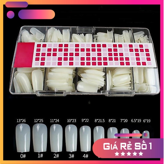Móng úp hsm vuông trơn - hộp 500 móng - sugar nails
