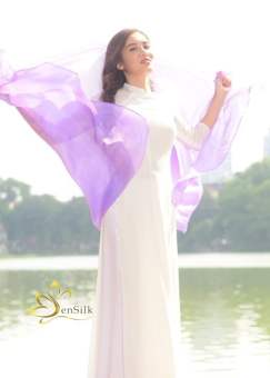 Khăn Choàng Lụa Nha Xá Tím SenSilk Women Gift