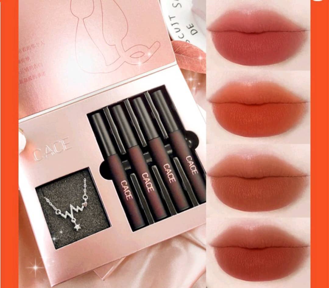 Bộ 4 thỏi son kem CACE nhung lì tông màu quyến rũ và sợi dây chuyền 💁