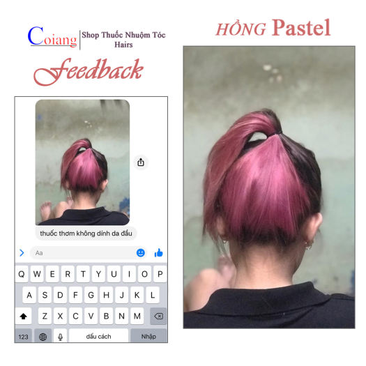 Thuốc nhuộm tóc màu HỒNG PASTEL tặng thuốc tẩy sử dụng tại nhà nhiều thảo dược coiang88