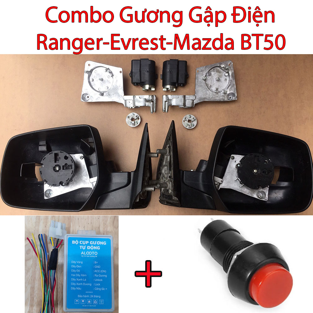 Bộ xương motor gương gập Ford Ranger, Everest ,BT50 2012-2022 . Tặng kèm bộ mudun khóa cửa tự cụp gương và công tắc gập gương trong xe