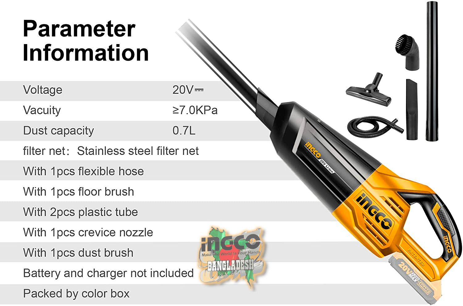 Lithium-ion Vacuum Cleaner 20v Ingco cvli2001 5 Lithium-ion Vacuum Cleaner 20v Ingco cvli2001