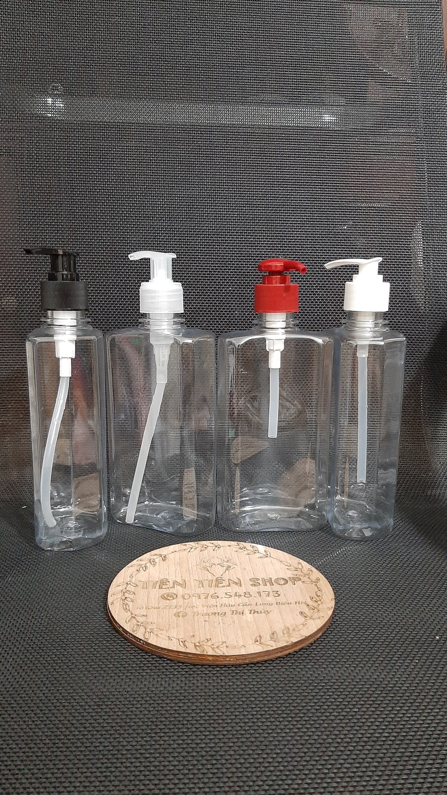 Chai nhựa trong chữ nhật 500ml vòi ấn