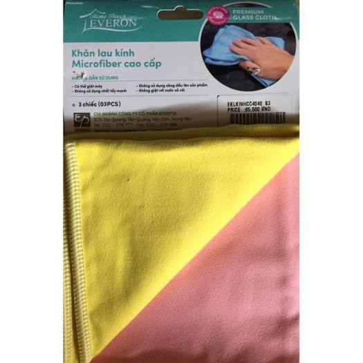 Khăn lau kính cao cấp Everon S3 40x40cm