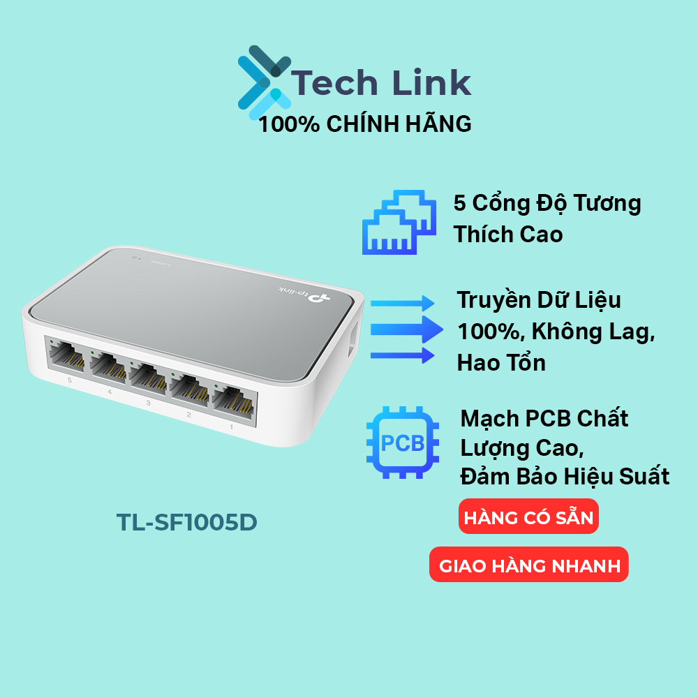 Bộ chia tín hiệu tp-link tl-sf1005d switch để bàn 5 cổng 10/100mbps - hãng phân phối chính thức