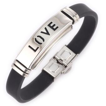 Vòng Đeo Tay Cao Su Cặp Đôi Khóa Inox Cao Cấp Nam Nữ Giá Rẻ LOVE