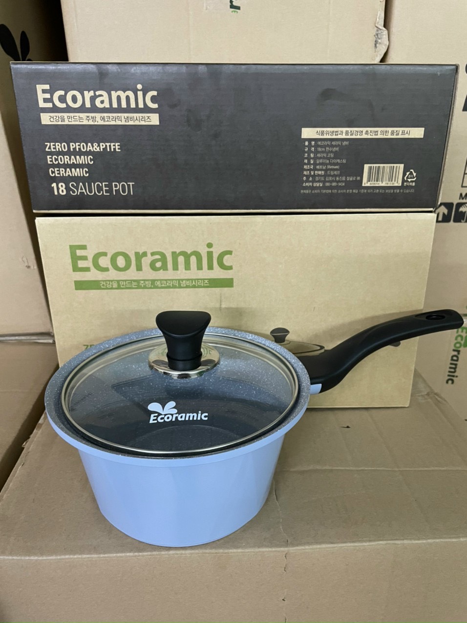 Nồi quánh vân đá đúc nguyên khối Ecoramic 18cm