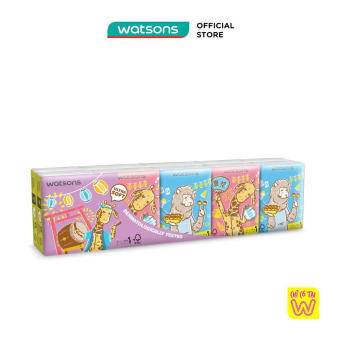 Khăn Giấy Bỏ Túi Watsons Velvety Soft Mini Hankies (Mr. Giraffe) 3 Lớp 10pcs