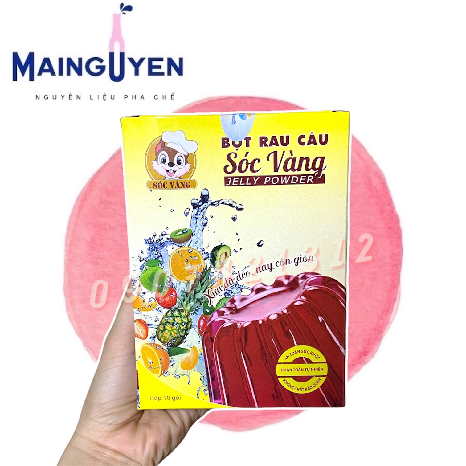 Thùng rau câu con sóc vàng xưa đã deo nay con giòn chuyên dùng pha chế rau câu thạch trà sữa thùng 10 hộp_nguyên liệu pha chế mai nguyên