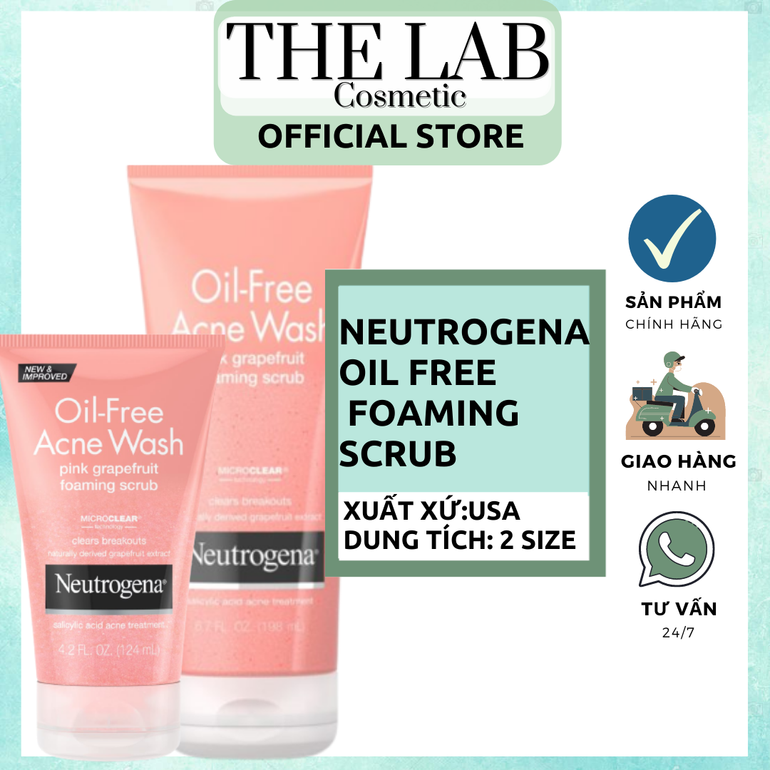 Sữa Rửa Mặt Giảm Mụn Sáng Da Neutrogena Oil Free Acne Wash Pink Grapefruit Foaming Scrub