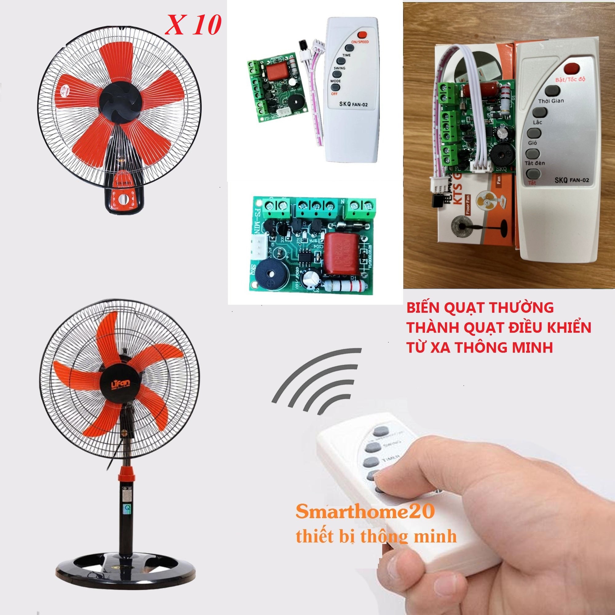 Bộ mạch quạt điều khiển từ xa cho các loại quạt quạt cây quạt bàn quạt treo tường.....biến quạt thường thành quạt thông minh