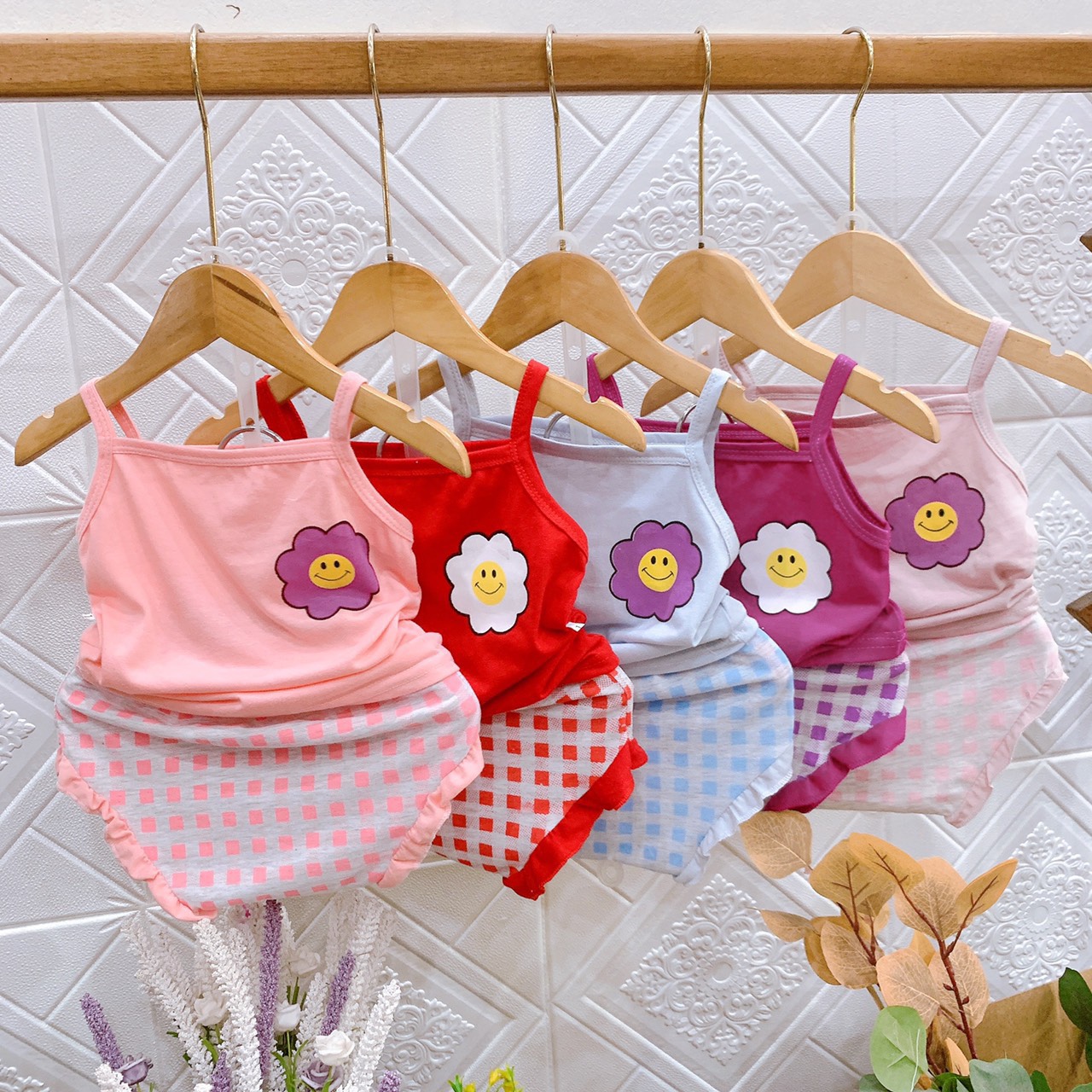 Bộ 2 dây cotton Xinh Xắn cho bé gái 6-16kg, nhiều màu lựa chọn - 𝐁𝐎𝟖𝟖