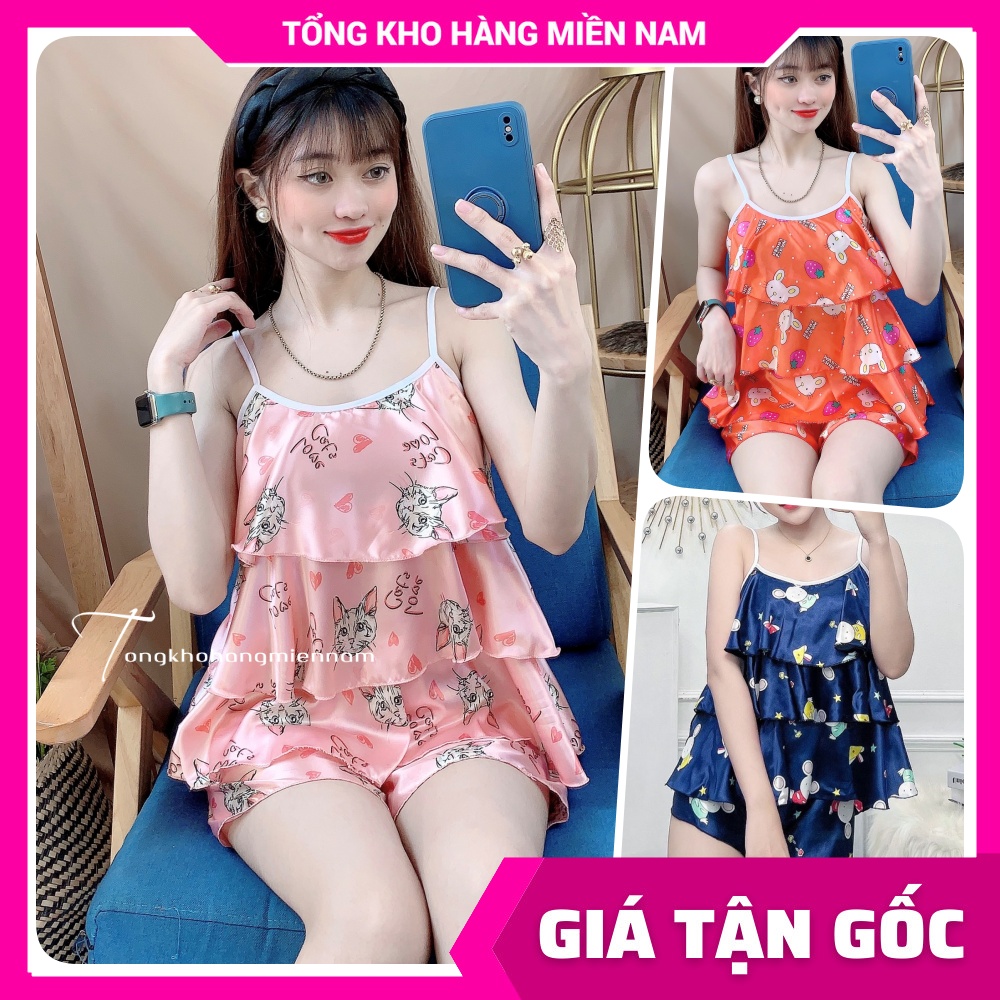Đồ bộ đùi 2 dây 3 tầng in hình chất phi bóng mềm mịn bpt415 ⚡ đồ bộ đùi in hình ⚡ đồ bộ phi in hình ⚡ đồ bộ phi dây ⚡ đồ bộ mặc nhà ⚡ đồ bộ ngủ sexy ⚡ bộ phi dây quần ngắn ⚡ đồ bộ nữ ⚡